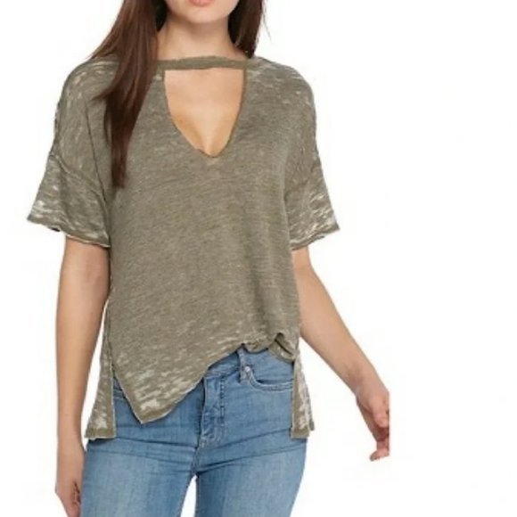 We The Free green Jordan Burnout Choker tee‎ (size xs) - Picture 1 of 4